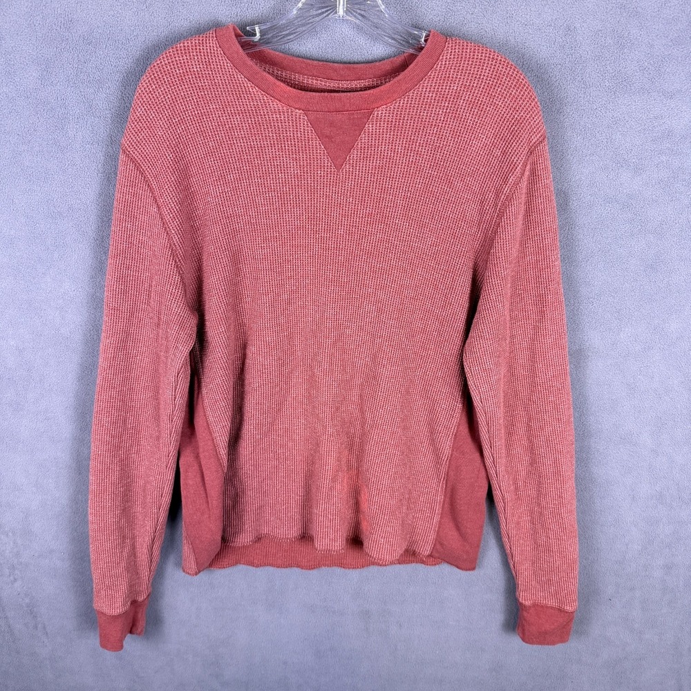 Lucky Brand Mens Strong Boy Thermal Waffle Knit Long Sleeve Shirt L Red Skate - Picture 1 of 7